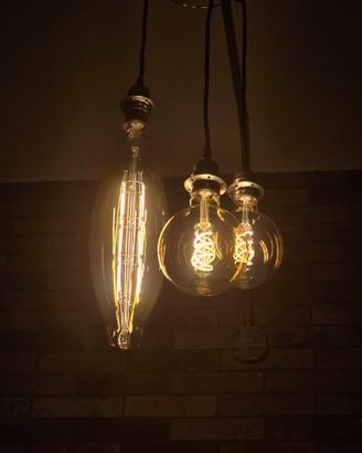 3 Vintage Edison Lampadine Vetro Ambrato Retro