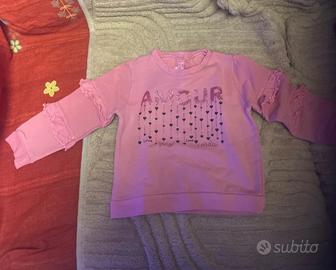 felpa bambina rosa amour cuoricini