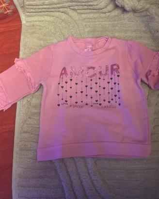 felpa bambina rosa amour cuoricini