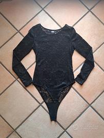 Body di pizzo nero trasparente