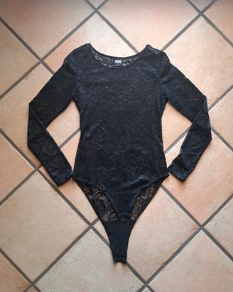 Body di pizzo nero trasparente