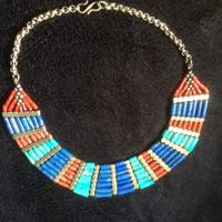 Collana girocollo etnica corallo lapis turchese