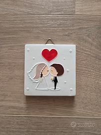 Quadretto in ceramica Emozioni Matrimonio Sposi