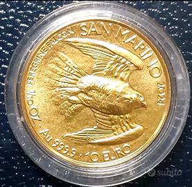Moneta Oro 10 Euro Falco Pellegrino SAN MARINO 