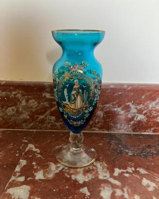 Calice Vetro Blu Murano Dama Veneziana Anni 60