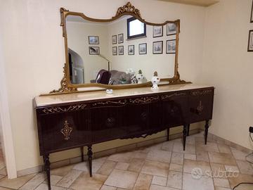 Mobile buffet vintage in mogano con specchiera dor