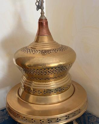 Braciere ottone antico con campana h 77 cm