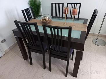 Tavolo legno allungabile  + 6 sedie