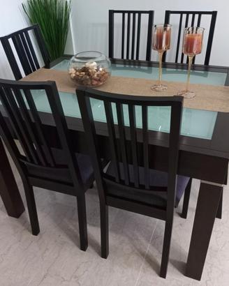 Tavolo legno allungabile  + 6 sedie
