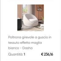 poltrona girevole a guscio bianca