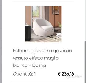 poltrona girevole a guscio bianca