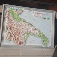 Puglia cartina geografica plasticata in rilievo