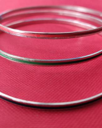 3 bracciali in argento rigidi