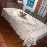 Antica tovaglia con 12 tovaglioli Lino e Burano