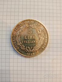 5 lire 1848 
