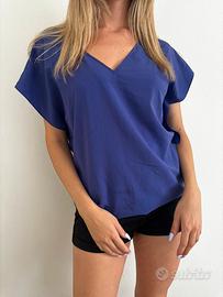 T-shirt Donna Zara Blu XS Vintage