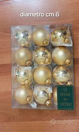 12 sfere in vetro oro puntale decorazioni varie 