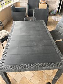 Tavolo effetto rattan sintetico 150x90x70