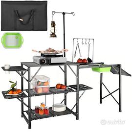Cucina Campeggio Pieghevole Portatile con Ripiani