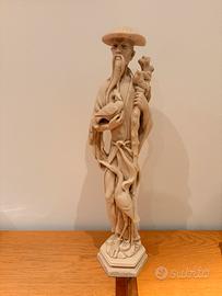 Coppia statue orientali stile cinese saggio e dama