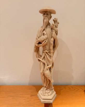 Coppia statue orientali stile cinese saggio e dama