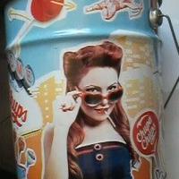 Secchiello metallico "Chupa Chups" arredo Vintage