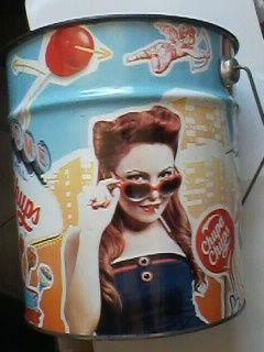 Secchiello metallico "Chupa Chups" arredo Vintage