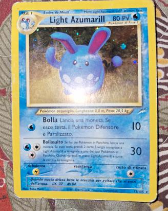 carta pokemon light azumarill rara holo