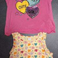 Set magliette con cuori per bambina, 6-7 anni