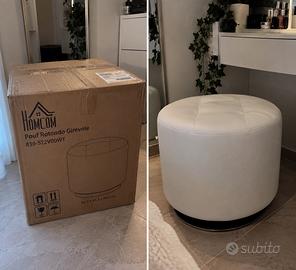 Pouf HOMCOM girevole 360 bianco- NUOVO con scatola