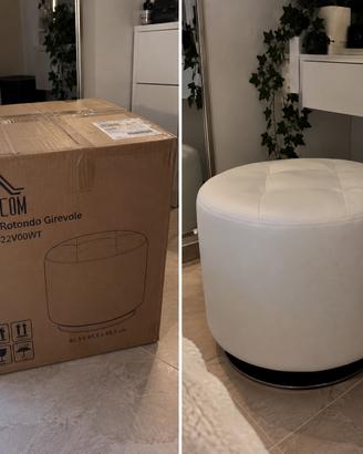 Pouf HOMCOM girevole 360 bianco- NUOVO con scatola