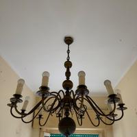 Lampadario in ottone a 12 luci , vintage,
