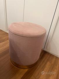 Pouf/sgabello in velluto rosa antico - Norbe