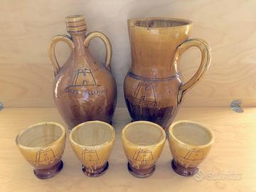 Set vecchie caraffe da osteria con bicchierini