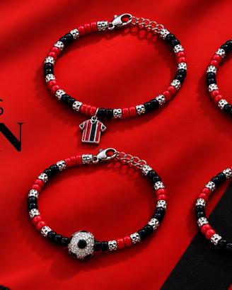 Bracciale Ac Milan elegante con perline e charm