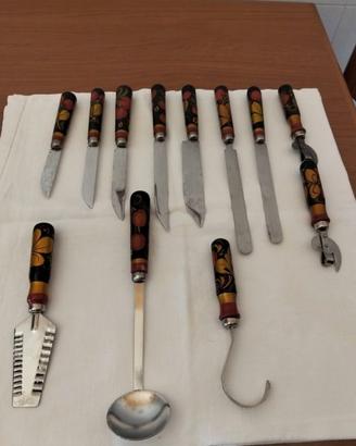 Set di 12 utensili cucina vintage khokhloma