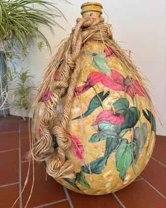 Damigiana decorata decoupage