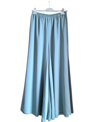 Pantaloni Eleganti Effetto Raso a Zampa Larga