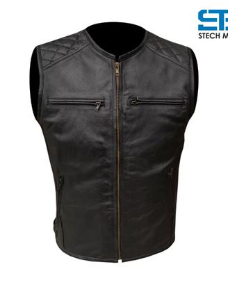 Gilet Moto In Pelle Da Uomo ST 1710 Cafè Race