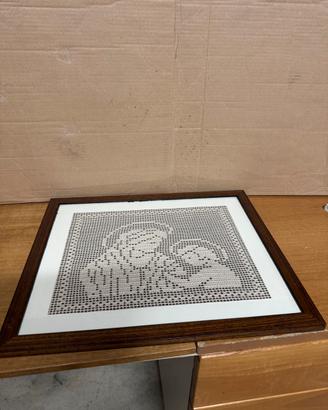 Quadro ricamo tecnica uncinetto filet cm.48x41