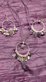 ARGENTO 925  e Ametista orecchini e collana