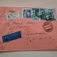 Busta Raccomandata Aerea 1950 PALERMO-USA (Tariffa