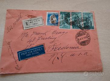 Busta Raccomandata Aerea 1950 PALERMO-USA (Tariffa