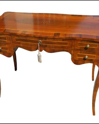 Scrittoio classico sagomato 5 cassetti lastronato