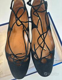 Ballerine nere con lacci aquazzura