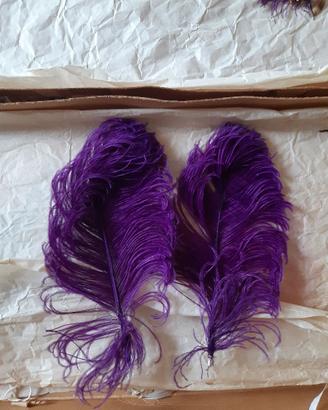 Piume di struzzo viola vere vintage 2 piume cm 23
