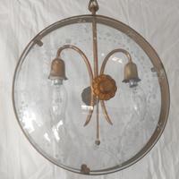 Lampadario bifacciale in metallo e vetro 