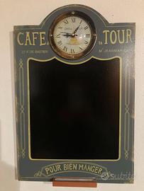 Lavagna decorativa retrò con orologio integrato