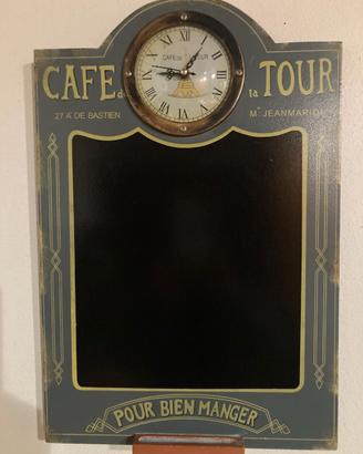 Lavagna decorativa retrò con orologio integrato