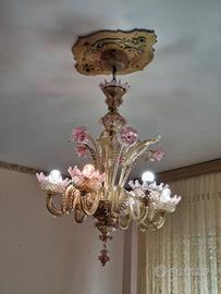 lampadario Murano 6 fiori 